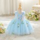 Kids Girls' Flower Girl Dress Dress Sleeveless V Neck Knee Length Princess Dress Formal Tulle Dress with 3D Flowers XF101056
