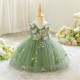 Kids Girls' Flower Girl Dress Dress Sleeveless V Neck Knee Length Princess Dress Formal Tulle Dress with 3D Flowers XF101056