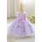 Kids Girls' Flower Girl Dress Dress Sleeveless V Neck Knee Length Princess Dress Formal Tulle Dress with 3D Flowers XF101056
