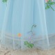 Cute Beautiful Mesh V Neck Princess Dress with 3D Flowers Birthday Wedding Party Knee Length Flower Girl Dresses XF101057