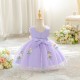 Cute Beautiful Mesh V Neck Princess Dress with 3D Flowers Birthday Wedding Party Knee Length Flower Girl Dresses XF101057