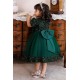 Sequins Tulle Princess Dress Dark Green Birthday Wedding Party Flower Girl Dresses with Bow XF101060