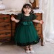 Sequins Tulle Princess Dress Dark Green Birthday Wedding Party Flower Girl Dresses with Bow XF101060