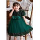 Sequins Tulle Princess Dress Dark Green Birthday Wedding Party Flower Girl Dresses with Bow XF101060