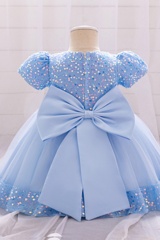 Sequins Tulle Princess Dress Sky Blue Birthday Wedding Party Flower Girl Dresses with Bow XF101064 Sequins Tulle Princess Dress Sky Blue Birthday Wedding Party Flower Girl Dresses with Bow XF101064