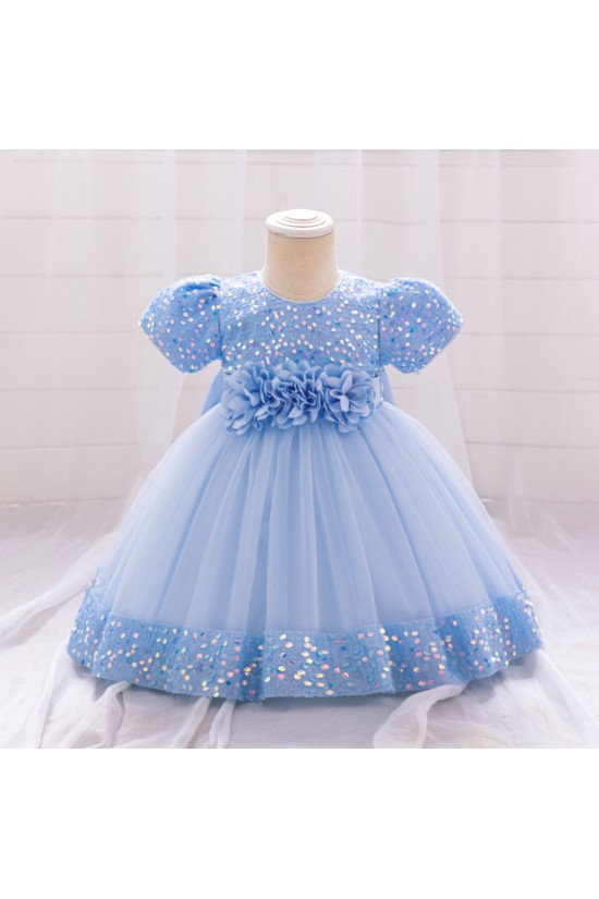 Sequins Tulle Princess Dress Sky Blue Birthday Wedding Party Flower Girl Dresses with Bow XF101064 Sequins Tulle Princess Dress Sky Blue Birthday Wedding Party Flower Girl Dresses with Bow XF101064