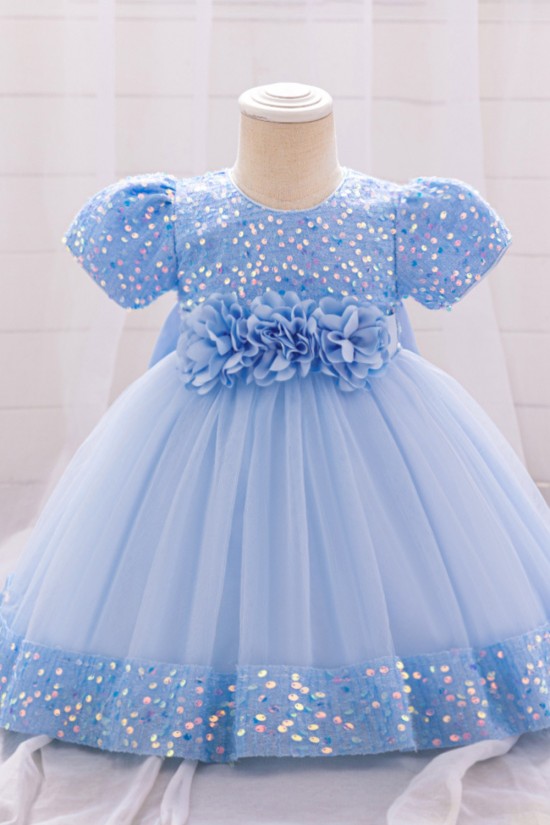 Sequins Tulle Princess Dress Sky Blue Birthday Wedding Party Flower Girl Dresses with Bow XF101064 Sequins Tulle Princess Dress Sky Blue Birthday Wedding Party Flower Girl Dresses with Bow XF101064