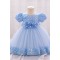 Sequins Tulle Princess Dress Sky Blue Birthday Wedding Party Flower Girl Dresses with Bow XF101064