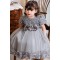 Sequins Tulle Princess Dress Gray Birthday Wedding Party Flower Girl Dresses with Bow XF101067