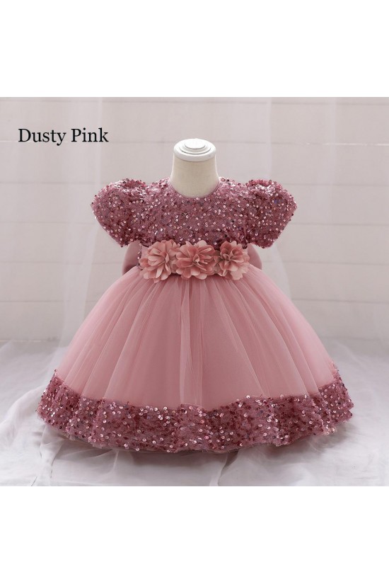 Sequins Tulle Princess Dress Dusty Pink Birthday Wedding Party Flower Girl Dresses with Bow XF101068 Sequins Tulle Princess Dress Dusty Pink Birthday Wedding Party Flower Girl Dresses with Bow XF101068