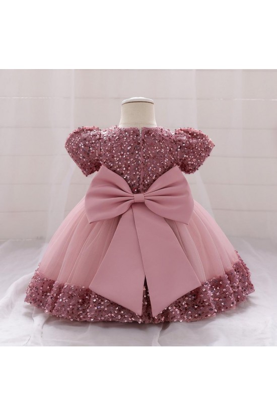 Sequins Tulle Princess Dress Dusty Pink Birthday Wedding Party Flower Girl Dresses with Bow XF101068 Sequins Tulle Princess Dress Dusty Pink Birthday Wedding Party Flower Girl Dresses with Bow XF101068