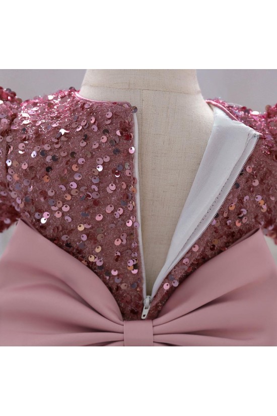 Sequins Tulle Princess Dress Dusty Pink Birthday Wedding Party Flower Girl Dresses with Bow XF101068 Sequins Tulle Princess Dress Dusty Pink Birthday Wedding Party Flower Girl Dresses with Bow XF101068