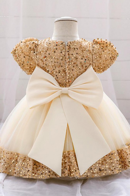 Sequins Tulle Princess Dress Gold Birthday Wedding Party Flower Girl Dresses with Bow XF101070 Sequins Tulle Princess Dress Gold Birthday Wedding Party Flower Girl Dresses with Bow XF101070