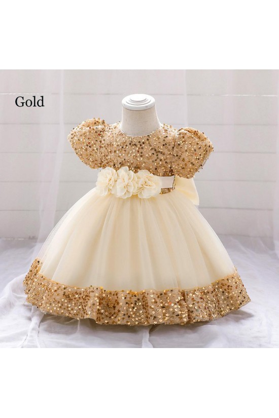 Sequins Tulle Princess Dress Gold Birthday Wedding Party Flower Girl Dresses with Bow XF101070 Sequins Tulle Princess Dress Gold Birthday Wedding Party Flower Girl Dresses with Bow XF101070