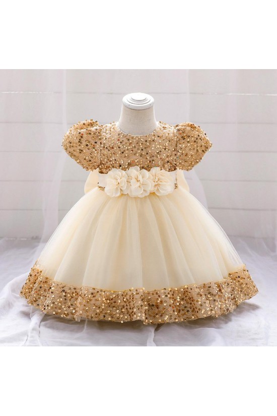 Sequins Tulle Princess Dress Gold Birthday Wedding Party Flower Girl Dresses with Bow XF101070 Sequins Tulle Princess Dress Gold Birthday Wedding Party Flower Girl Dresses with Bow XF101070