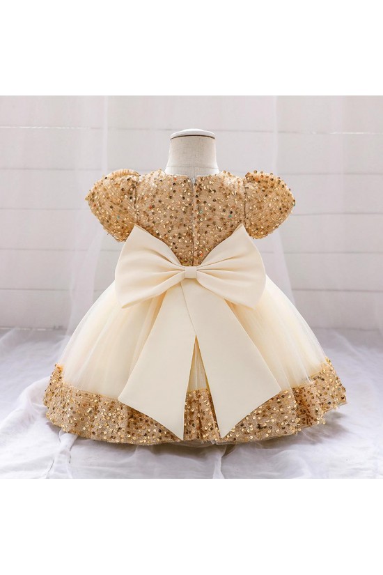 Sequins Tulle Princess Dress Gold Birthday Wedding Party Flower Girl Dresses with Bow XF101070 Sequins Tulle Princess Dress Gold Birthday Wedding Party Flower Girl Dresses with Bow XF101070