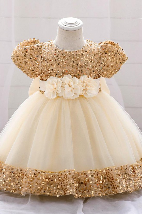 Sequins Tulle Princess Dress Gold Birthday Wedding Party Flower Girl Dresses with Bow XF101070 Sequins Tulle Princess Dress Gold Birthday Wedding Party Flower Girl Dresses with Bow XF101070