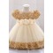 Sequins Tulle Princess Dress Gold Birthday Wedding Party Flower Girl Dresses with Bow XF101070
