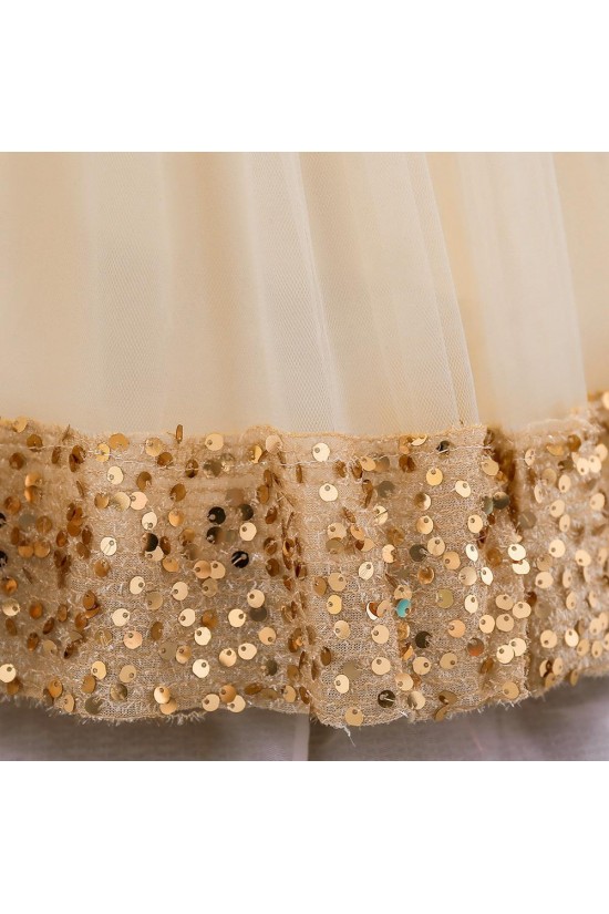 Sequins Tulle Princess Dress Gold Birthday Wedding Party Flower Girl Dresses with Bow XF101070 Sequins Tulle Princess Dress Gold Birthday Wedding Party Flower Girl Dresses with Bow XF101070