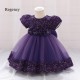 Sequins Tulle Princess Dress Birthday Wedding Party Flower Girl Dresses with Bow XF101071