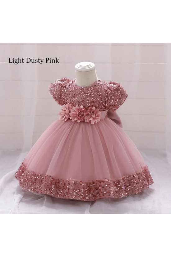 Sequins Tulle Princess Dress Light Dusty Pink Birthday Wedding Party Flower Girl Dresses with Bow XF101072 Sequins Tulle Princess Dress Light Dusty Pink Birthday Wedding Party Flower Girl Dresses with Bow XF101072
