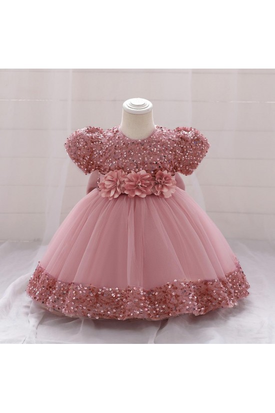 Sequins Tulle Princess Dress Light Dusty Pink Birthday Wedding Party Flower Girl Dresses with Bow XF101072 Sequins Tulle Princess Dress Light Dusty Pink Birthday Wedding Party Flower Girl Dresses with Bow XF101072