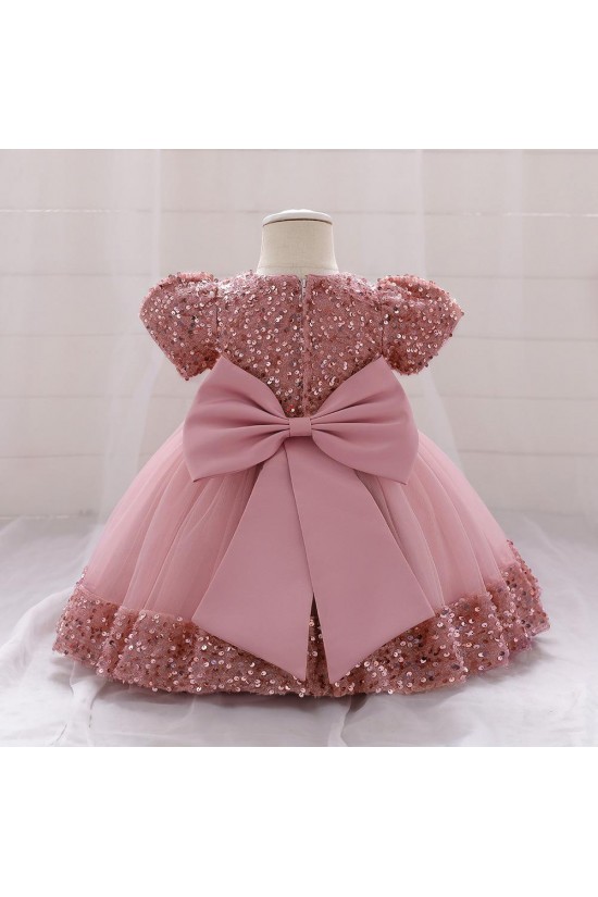 Sequins Tulle Princess Dress Light Dusty Pink Birthday Wedding Party Flower Girl Dresses with Bow XF101072 Sequins Tulle Princess Dress Light Dusty Pink Birthday Wedding Party Flower Girl Dresses with Bow XF101072