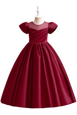 A-Line Short Sleeves Wedding Party Flower Girl Dresses XF101077