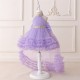 High Low Purple Tulle Wedding Party Flower Girl Dresses XF101081