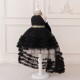 High Low Black Tulle Wedding Party Flower Girl Dresses XF101086