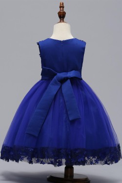A-Line Lace and Tulle Royal Blue Wedding Party Flower Girl Dresses XF101087