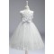 A-Line Lace and Tulle White Wedding Party Flower Girl Dresses XF101088