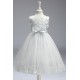 A-Line Lace and Tulle White Wedding Party Flower Girl Dresses XF101088