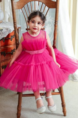 Cute A-Line Tulle Wedding Party Flower Girl Dresses XF101096