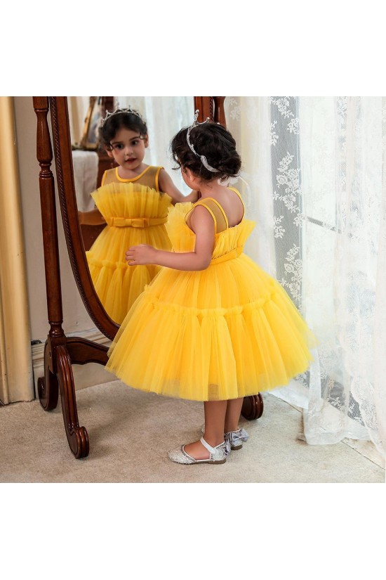 Cute A-Line Tulle Wedding Party Flower Girl Dresses XF101097