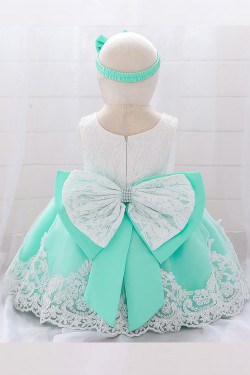 Baby Girls Formal Dress Lace Bowknot Embroidery Princess Birthday Wedding Flower Girl Dresses Tutu Gown with Headwear XF101104