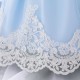 Cute Embroidery Princess Birthday Party Dress Lace Bowknot Wedding Party Flower Girl Dresses with Headwear XF101105