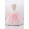 Affordable Cute Lace Pink and White Bowknot Wedding Party Flower Girl Dresses with Headwear XF101106