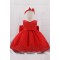 Affordable Cute Lace Red Bowknot Wedding Party Flower Girl Dresses with Headwear XF101107