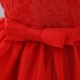 Affordable Cute Lace Red Bowknot Wedding Party Flower Girl Dresses with Headwear XF101107