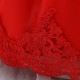 Affordable Cute Lace Red Bowknot Wedding Party Flower Girl Dresses with Headwear XF101107
