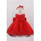 Affordable Cute Lace Red Bowknot Wedding Party Flower Girl Dresses with Headwear XF101107