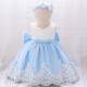Baby Girls Formal Dress Lace Bowknot Baptism Embroidery Princess Birthday Wedding Flower Girl Dress Tutu Gown with Headwear XF101108