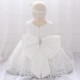 Cute Lace White Wedding Party Flower Girl Dresses with Bowknot XF101111