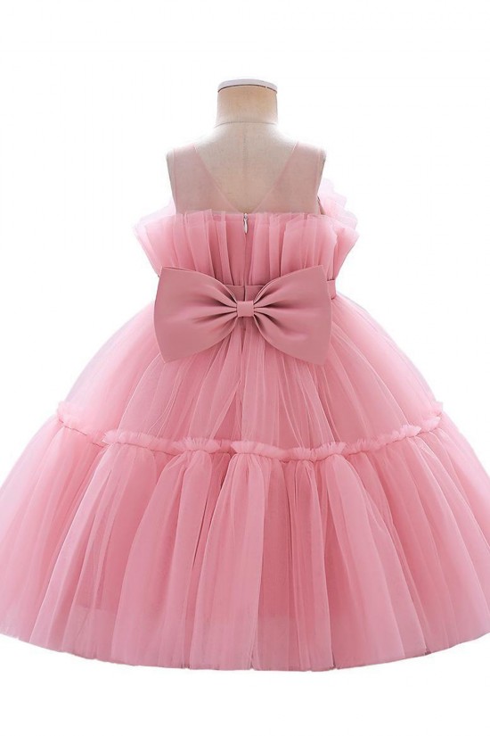 Cute Tulle Pink Princess Dress Wedding Party Flower Girl Dresses with Bowknot XF101112 Cute Tulle Pink Princess Dress Wedding Party Flower Girl Dresses with Bowknot XF101112