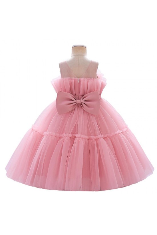 Cute Tulle Pink Princess Dress Wedding Party Flower Girl Dresses with Bowknot XF101112 Cute Tulle Pink Princess Dress Wedding Party Flower Girl Dresses with Bowknot XF101112
