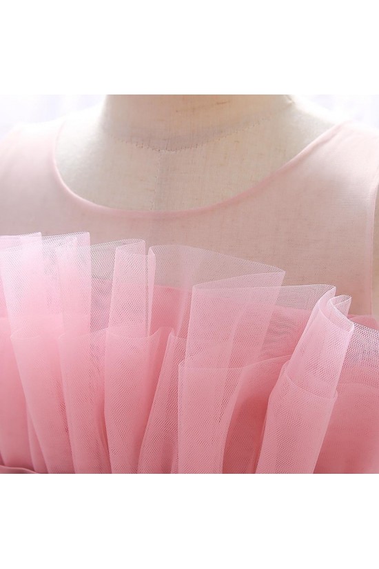 Cute Tulle Pink Princess Dress Wedding Party Flower Girl Dresses with Bowknot XF101112 Cute Tulle Pink Princess Dress Wedding Party Flower Girl Dresses with Bowknot XF101112