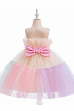 Cute Tulle Princess Wedding Party Flower Girl Dresses with Bowknot XF101113