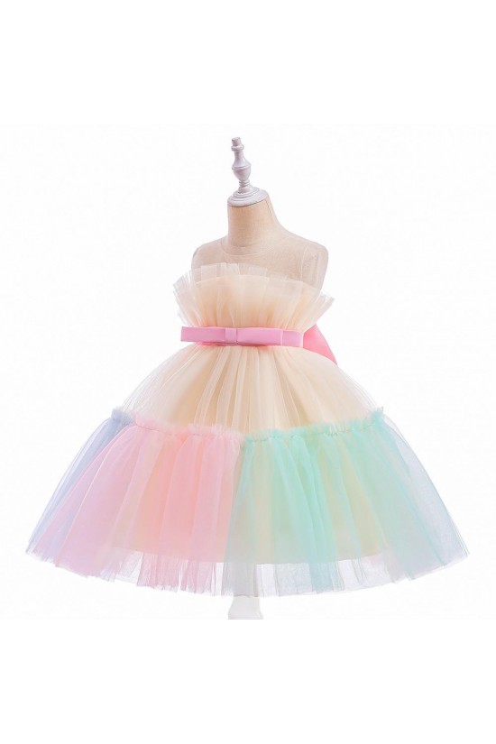 Cute Tulle Princess Wedding Party Flower Girl Dresses with Bowknot XF101113