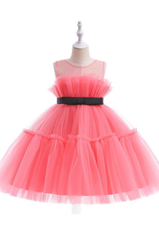 Cute Tulle Princess Wedding Party Flower Girl Dresses with Bowknot XF101114